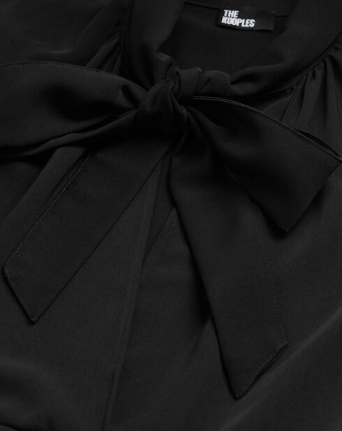 Robe Courte manches longues fermeture liens devant noire