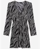 Robe Courte manches longues Imprimé Pearls noir/blanc