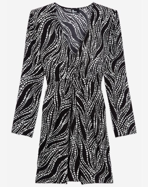 Robe Courte manches longues Imprimé Pearls noir/blanc