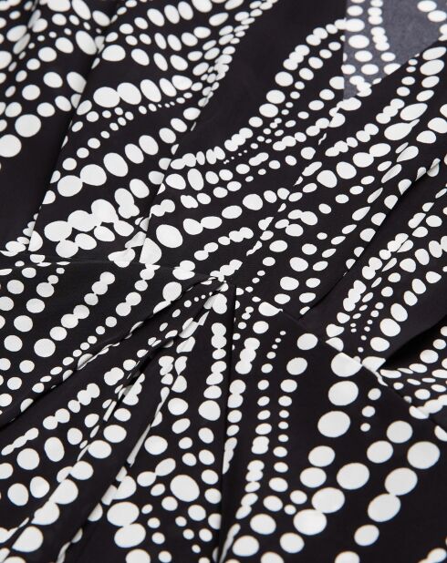 Robe Courte manches longues Imprimé Pearls noir/blanc
