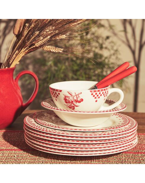 6 Coupelles Damier rouges  - D.20 cm