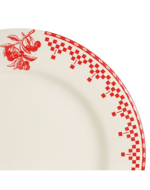 6 Assiettes plates Damier rouges - D.27 cm