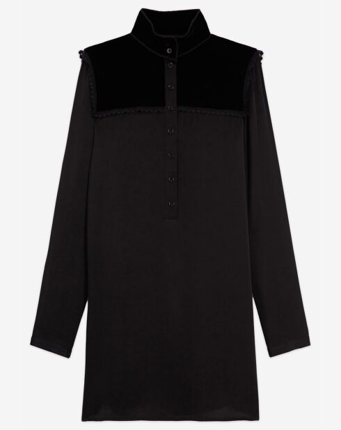 Robe manches longues avec galons & Velours noire