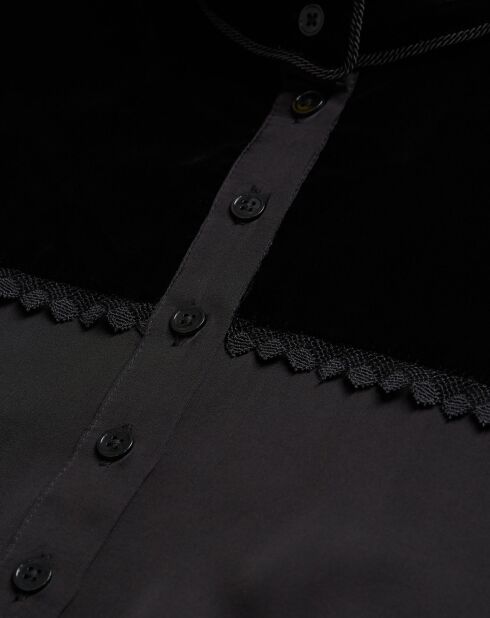 Robe manches longues avec galons & Velours noire