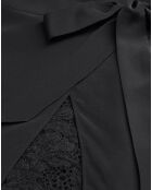 Robe 100% Soie Courte manches longues avec base Dentelle noire