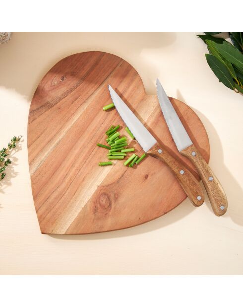 Planche coeur DALBERT naturel  - 28x28 cm