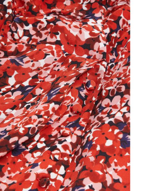 Robe à manches longues Motif Burning Flower rouge