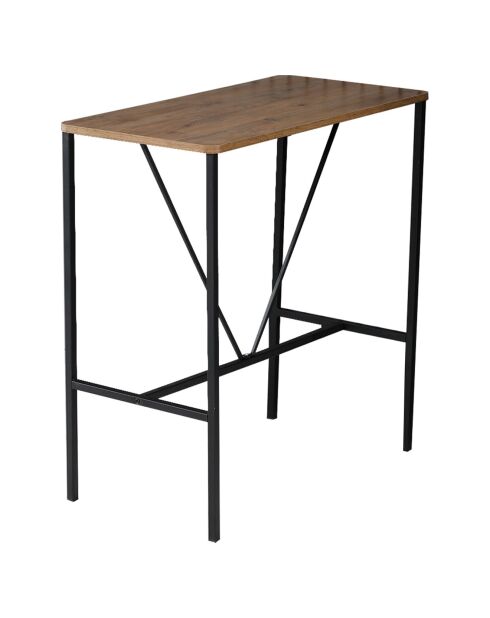 Table haute + 4 Tabourets de bar Nordic fumée/noyer/noir