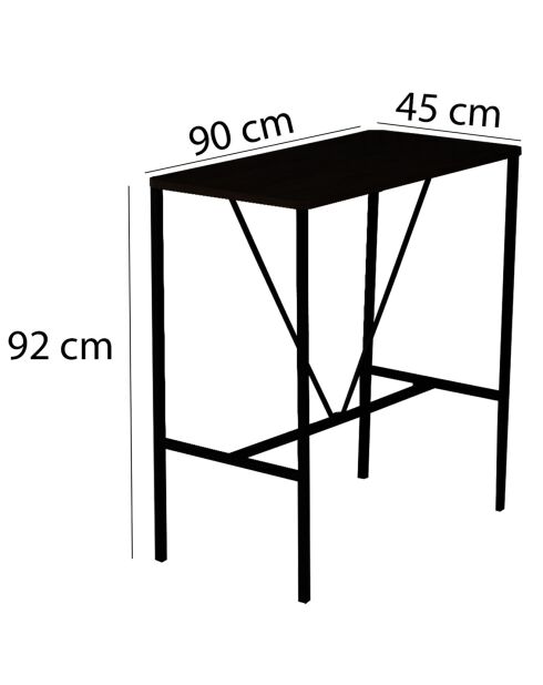 Table haute + 4 Tabourets de bar Nordic fumée/noyer/noir