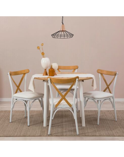 Table extensible + 4 Chaises Oliver chêne/blanc
