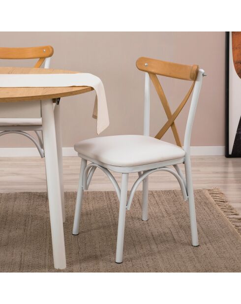 Table extensible + 4 Chaises Oliver chêne/blanc