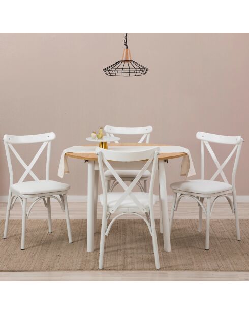 Table extensible + 4 Chaises Oliver chêne/blanc