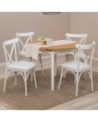 Table extensible + 4 Chaises Oliver chêne/blanc