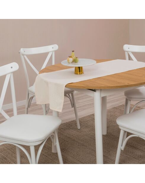 Table extensible + 4 Chaises Oliver chêne/blanc
