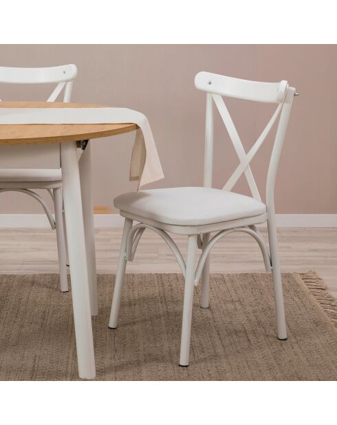 Table extensible + 4 Chaises Oliver chêne/blanc