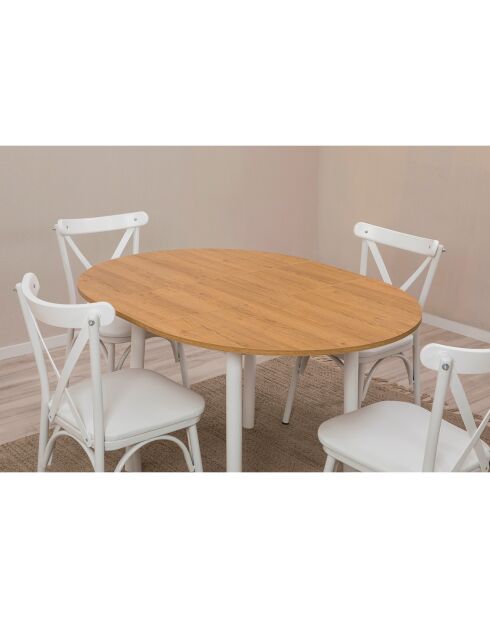 Table extensible + 4 Chaises Oliver chêne/blanc