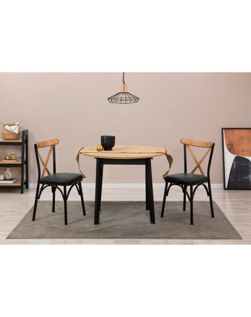 Table extensible + 2 Chaises Oliver chêne/noir