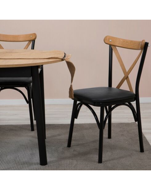 Table extensible + 2 Chaises Oliver chêne/noir
