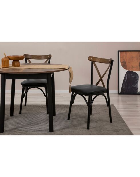 Table extensible + 2 Chaises Oliver noir/noyer