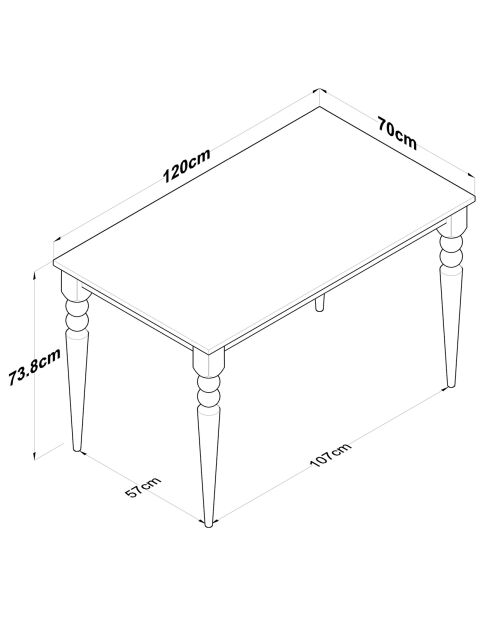 Table à manger JA104 noyer/blanc - 120x73x8x70 cm