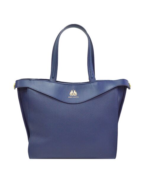 Sac porté épaule en Cuir Héritage bleu marine - 32x28x14 cm