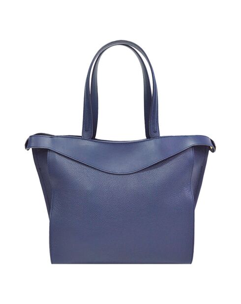 Sac porté épaule en Cuir Héritage bleu marine - 32x28x14 cm