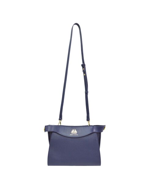 Sac bandoulière en Cuir Héritage bleu marine - 24x18x11 cm