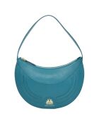 Sac porté épaule en Cuir Excellence bleu canard - 25x16x9.5 cm