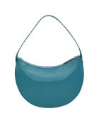 Sac porté épaule en Cuir Excellence bleu canard - 25x16x9.5 cm