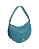 Sac porté épaule en Cuir Excellence bleu canard - 25x16x9.5 cm