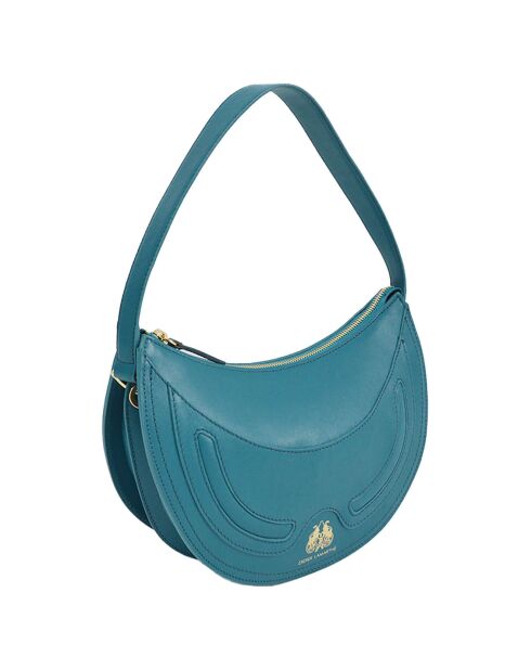Sac porté épaule en Cuir Excellence bleu canard - 25x16x9.5 cm