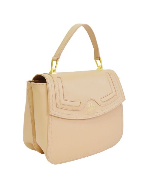 Sac à main en Cuir Excellence beige - 28x25x13 cm