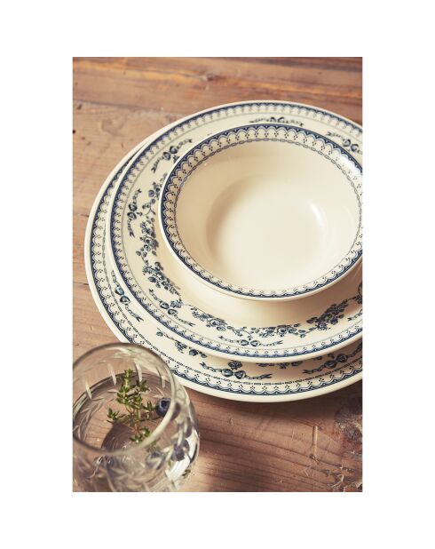 6 Assiettes dessert Faustine bleu ancien  - D.20.5 cm