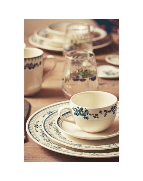 6 Assiettes dessert Faustine bleu ancien  - D.20.5 cm