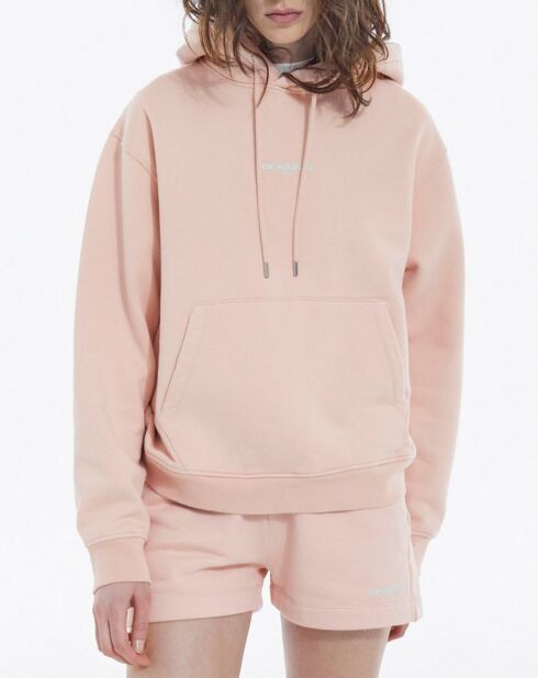 Rosafarbener Kapuzenpullover mit Logo-Print