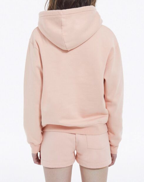 Rosafarbener Kapuzenpullover mit Logo-Print