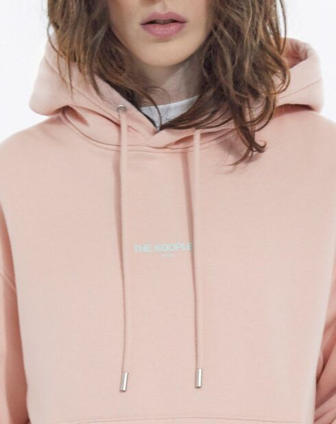 Rosafarbener Kapuzenpullover mit Logo-Print