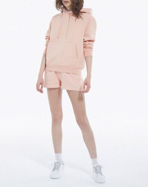 Rosafarbener Kapuzenpullover mit Logo-Print