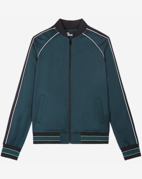 Felpa con zip Detail Rib verde/blu scuro