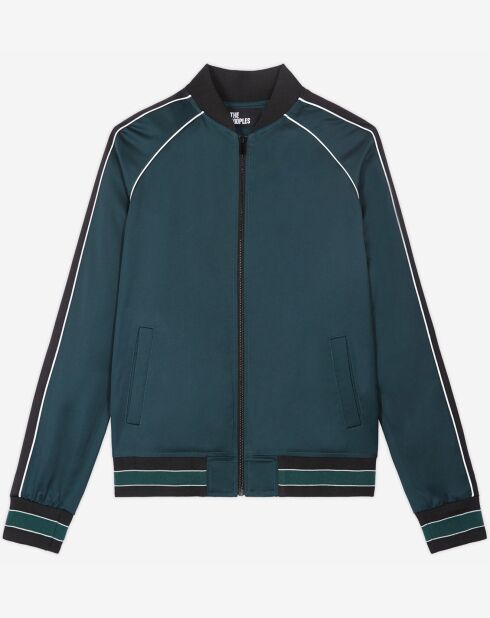 Sweat zippé Detail Rib vert/marine
