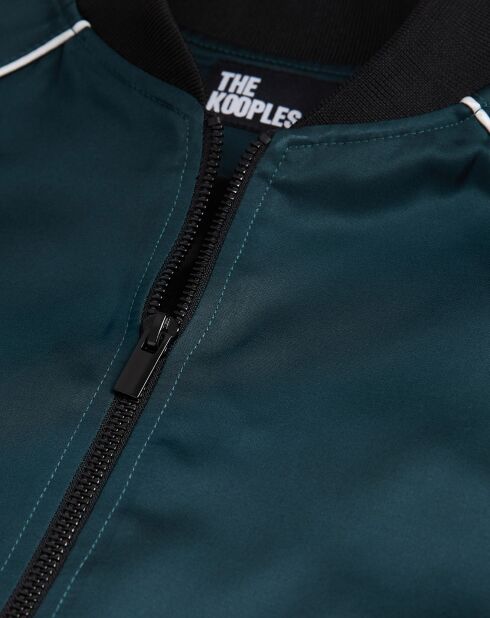 Felpa con zip Detail Rib verde/blu scuro