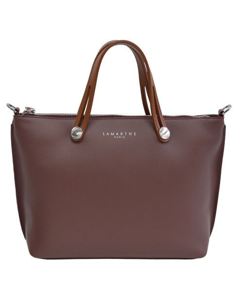 Sac à main en Cuir Fidèle prune - 36x24x10.5 cm