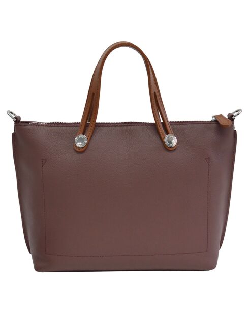 Sac à main en Cuir Fidèle prune - 36x24x10.5 cm