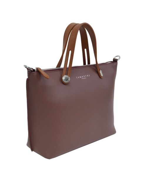 Sac à main en Cuir Fidèle prune - 36x24x10.5 cm