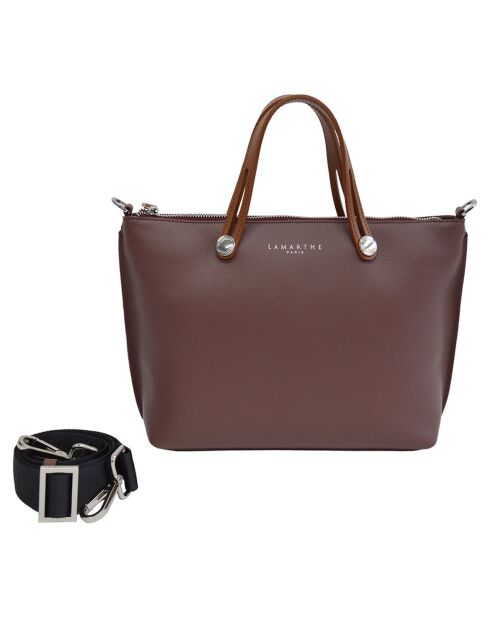 Sac à main en Cuir Fidèle prune - 36x24x10.5 cm