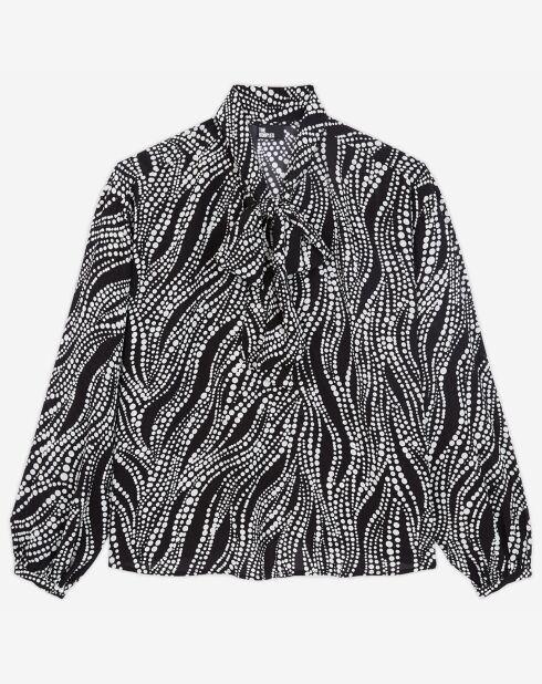Top Lavaliere con perlas blancas y negras