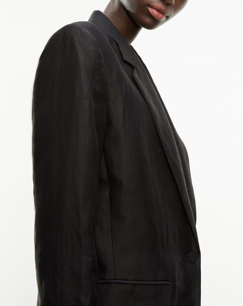 Zwart colbert van linnenmix