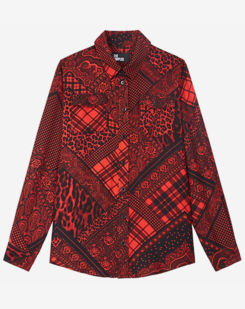 Chemise détail patte Boutonnage rouge/noir