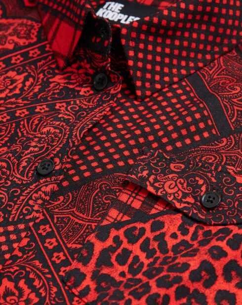 Chemise détail patte Boutonnage rouge/noir