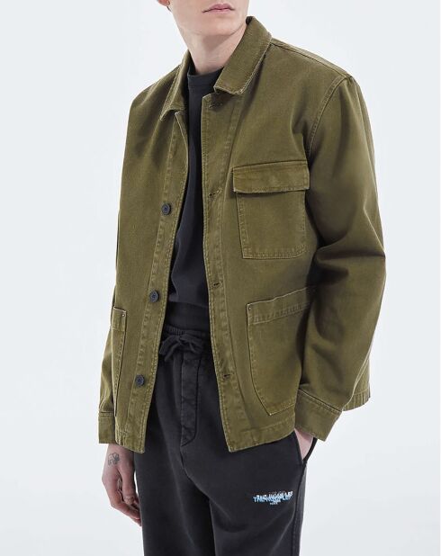 Blouson type veste de travail en Coton kaki